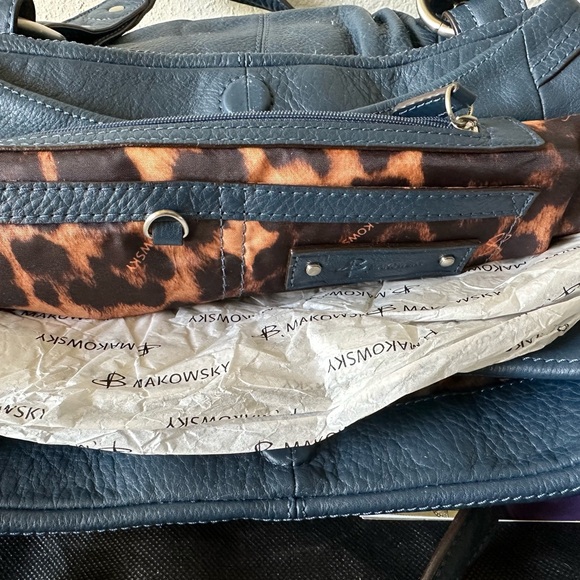 B Makowski Blue Soft Leather Bag New w/o Tags Unused, Orig. Packaging & Dust Bag - Picture 6 of 10